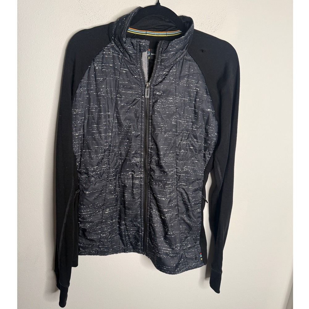 Smartwool Women's XL Black Gray Smartloft Quilted Full Zip Jacket Travel Casual